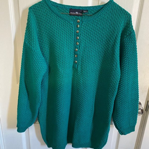 VINTAGE: Hunters Run Teal Green Sweater - Picture 1 of 3